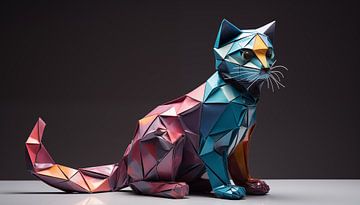 Origami chat portrait panoramique coloré sur The Xclusive Art