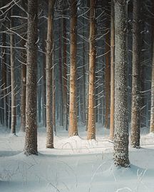 Magical light in the winter forest