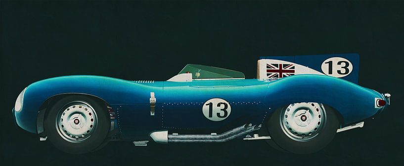 Jaguar Type D 1956 zijaanzicht van Jan Keteleer (JanKé): Een reis voorbij het canvas