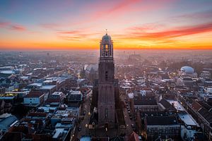 Peperbus Zwolle mit Sonnenaufgang