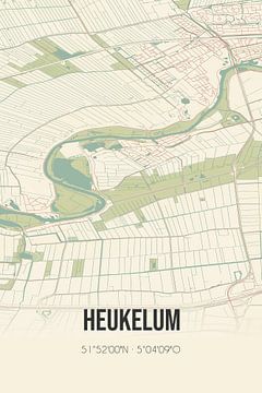 Vintage map of Heukelum (Gelderland) by Rezona