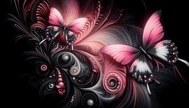 Zwarte en roze vlinders: een dans van kleuren van ButterflyPix