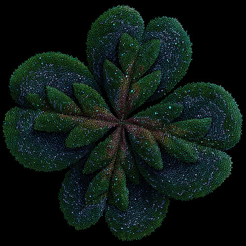 Klavertje 4 groen-blauw