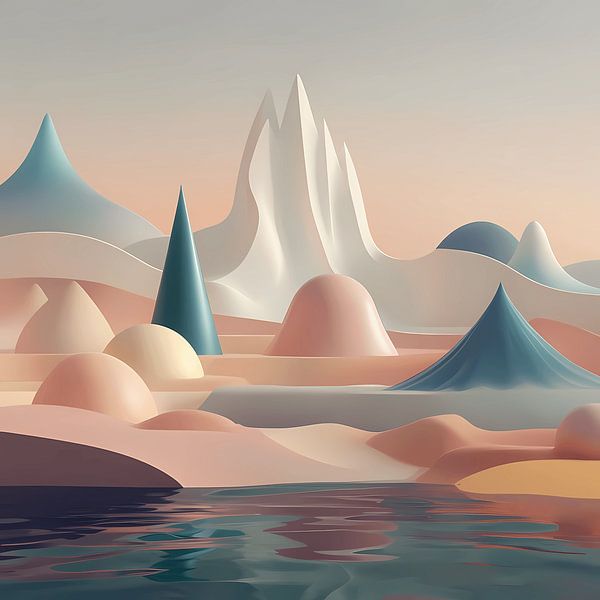 Pasteltoppen en serene kusten van Artistic