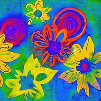 Peinture abstraite avec fantaisie florale