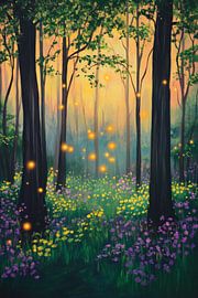 Enchanting forest in the evening light by Poster Art Shop