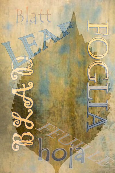 Artistic artwork of a leaf with words by Lisette Rijkers