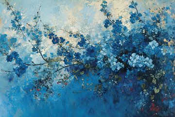 Blauwe Bloemen | Bloesem met blauwe bloemen van Blikvanger Schilderijen