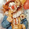 happy clown in aquarel van Gelissen Artworks