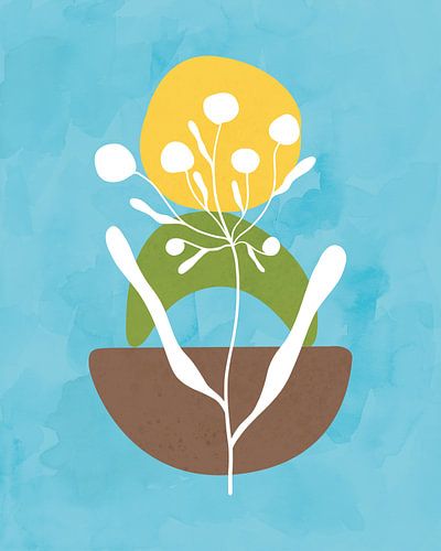 Minimalistisch landschap in lente-kleuren