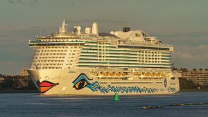 Das Kreuzfahrtschiff AIDAnova legt in Rotterdam ab.