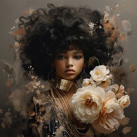 Digitales Kunstporträt "Poesie Mädchen" von Carla Van Iersel