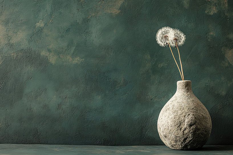 Rustic stone vase and flowers by Imperial Art House