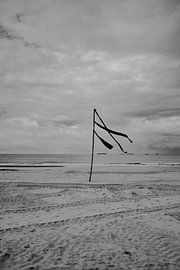 Flagge am Strand | Scheveningen Niederlande von Amersfoort Fotoprint