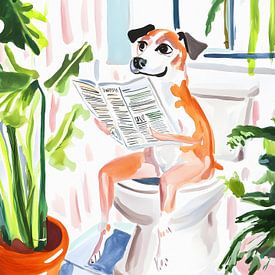 The Reading Dog on the Toilet by But First Framing