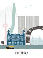 Skyline illustration city Rotterdam | Sparta | Castle in color