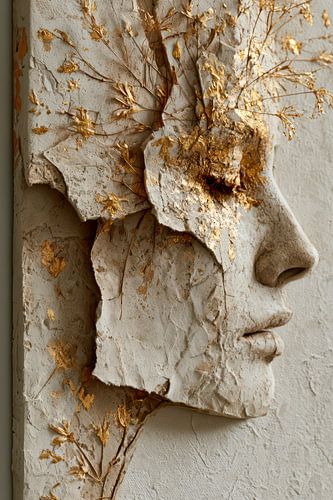 Gouden Vergankelijkheid – Driedimensionaal Reliëf Portret