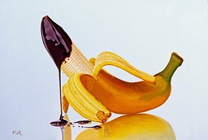 Banane avec chapeau en chocolat sur Dietrich Moravec