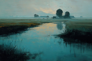 Landschaft im Morgennebel
