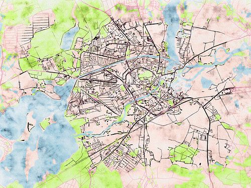 Kaart van Brandenburg an der Havel in de stijl 'Soothing Spring'