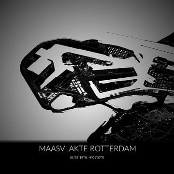 Carte en noir et blanc de Maasvlakte Rotterdam, Hollande méridionale. sur Rezona