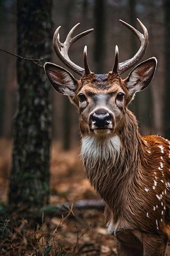 Hert in een natuurlijk boslandschap