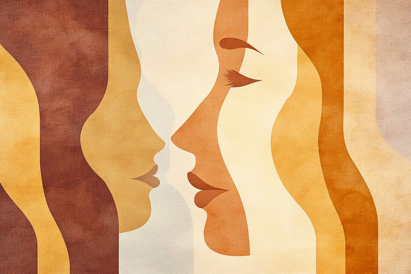 Facial contours in soft earthy tones by Poster Art Shop