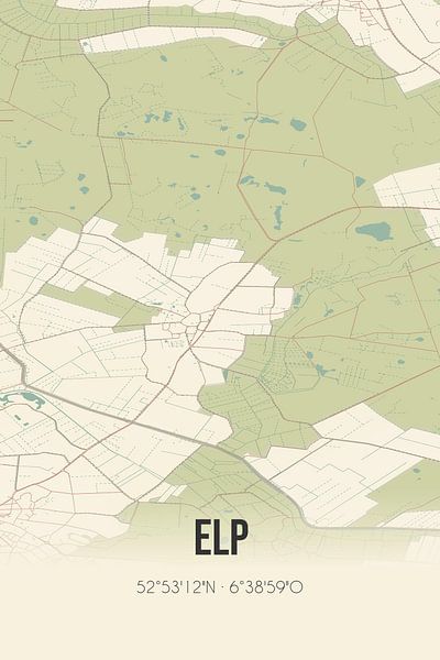 Carte vintage d'Elp (Drenthe) par Affiches de lieux