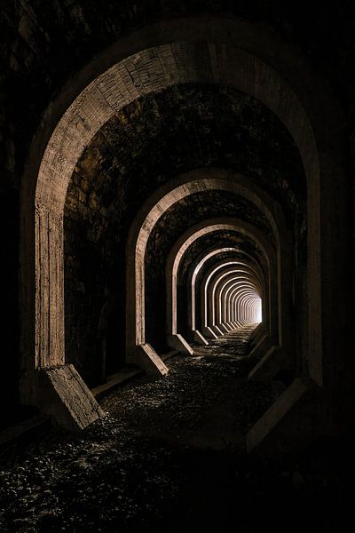 Abandoned railway tunnel in France used during World War I by Kristel van de Laar
