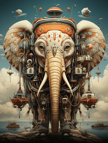 Elephant on the road | surreal