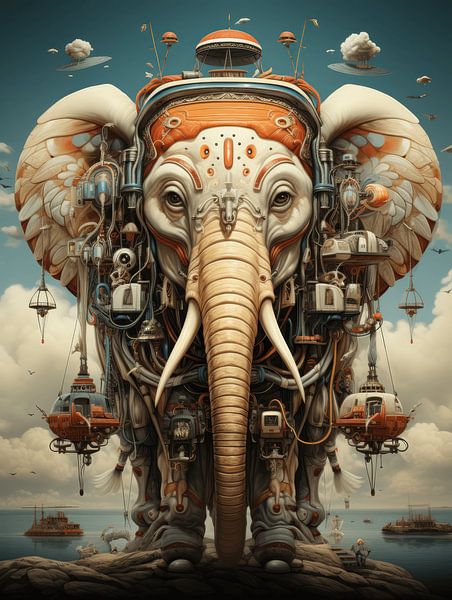 Elephant on the road | surreal by Eva Lee