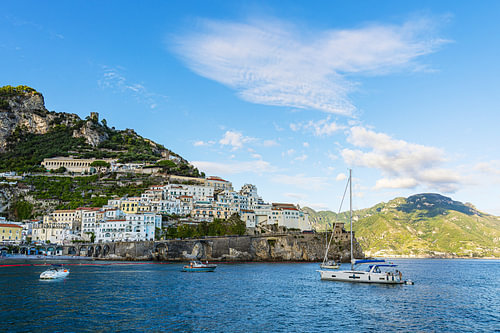 A view of the town of Amalfi on the Amalfi Coast in Italy