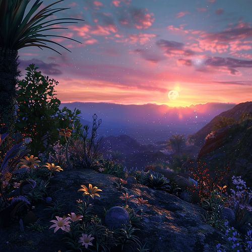 Zonsondergang op de andere planeet