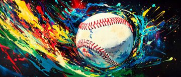 Colourful baseball explosion - creatively designed by Poster Art Shop