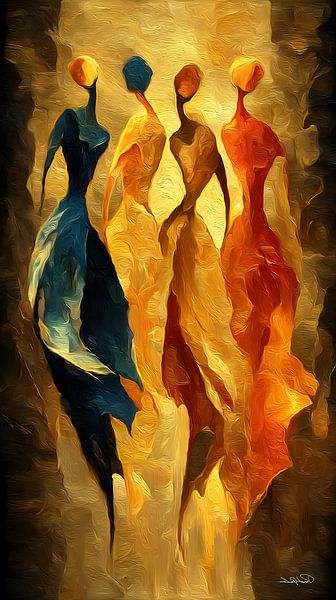 abstract dancing women by Gelissen Artworks