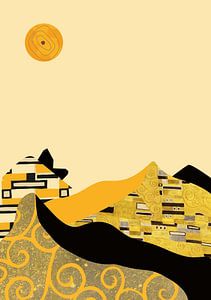 Berg Landschaft - Klimt inspiriert auf Beige