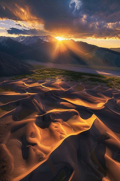 Zonsopgang boven de woestijn van fernlichtsicht