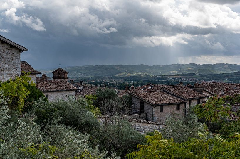 Panoramisch Uitzicht op de Daken van Perugia, Italië van Jorick van Gorp