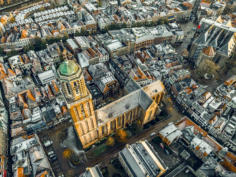 Zwolle Peperbus kerktoren tijdens een koude winter zonsopgang van Sjoerd van der Wal Fotografie