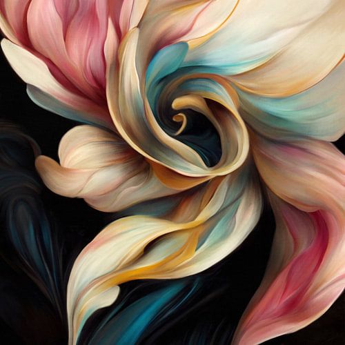 "Dancing with colour", abstract botanical painting