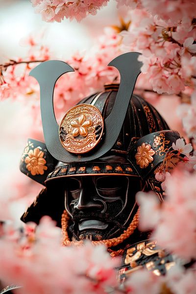 Samurai armour between cherry blossoms by Poster Art Shop
