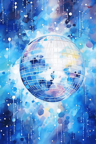 Disco bal in blauw van NJ Midnight Studio