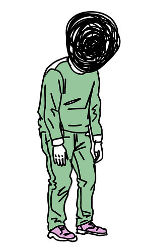 Neo-Expressionismus – Abstrakte Illustration mit niedergeschlagenem Kopf