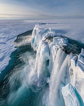 Watervallen in de Noordelijke IJszee van fernlichtsicht