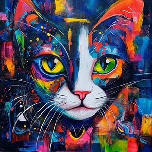 Buntes modernes Katzenporträt