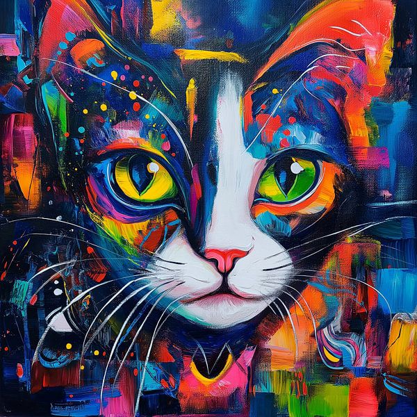 Portrait de chat coloré et moderne par ARTemberaubend