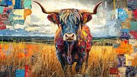 Kleurrijk Mozaïek van de Hooglander van Vlindertuin-Art thumbnail