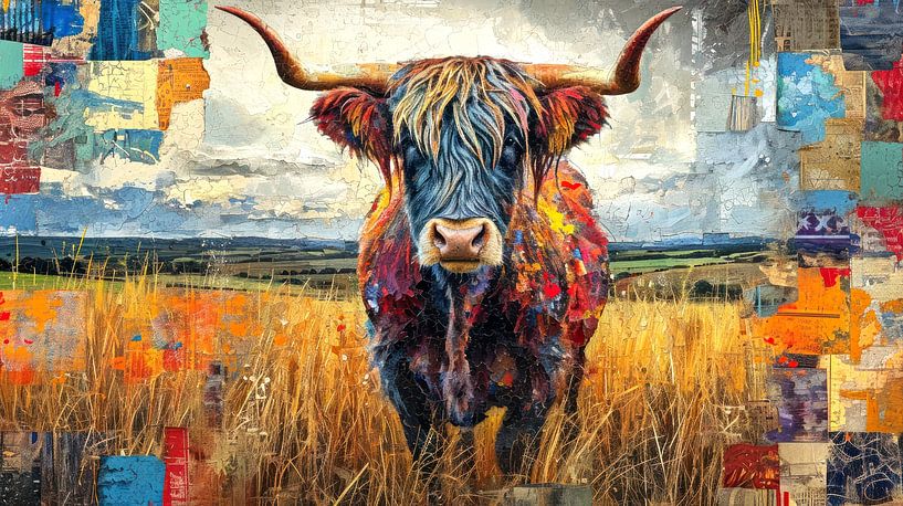 Kleurrijk Mozaïek van de Hooglander van Vlindertuin-Art
