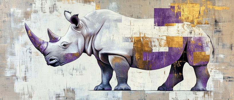 Rhinoceros artwork with play of colours by Poster Art Shop