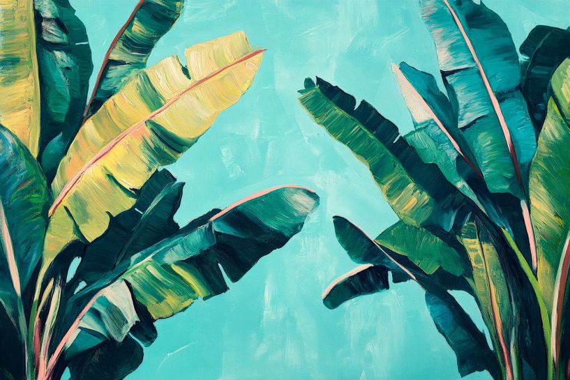 Tropische Blätter im sanften Farbspiel von Poster Art Shop